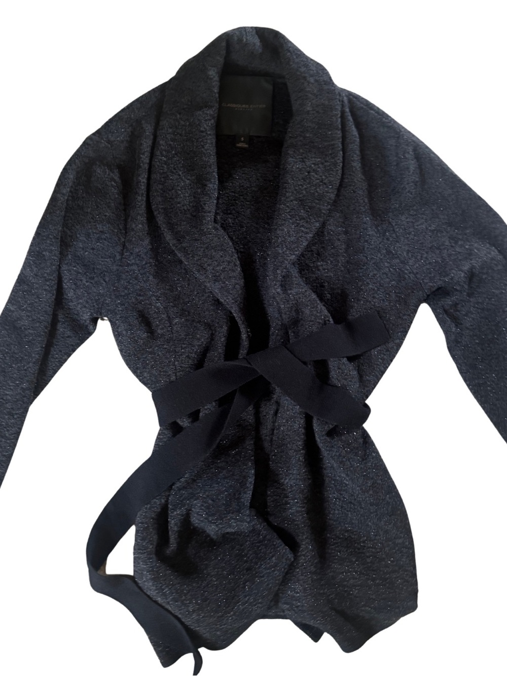 Classiques Entier Dark Gray Shawl Collar Belted Cardigan